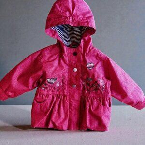Peluche & Tartine Embroidered Floral Heart Hooded Jacket 9 Months